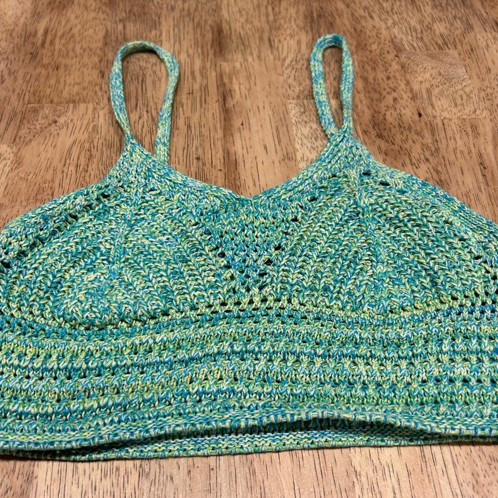 90s Indie Vibe Multicolor Knit Crop Tank Top Size S (Fits like a Junior S/XS)‎ - Picture 2 of 6